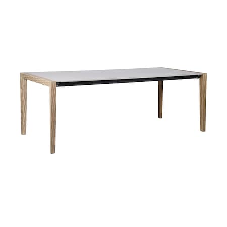 Armen Living Fineline Indoor Outdoor 80" Rectangle Dining Table in Light Eucalyptus Wood and Super Stone LCFLDIWDLT